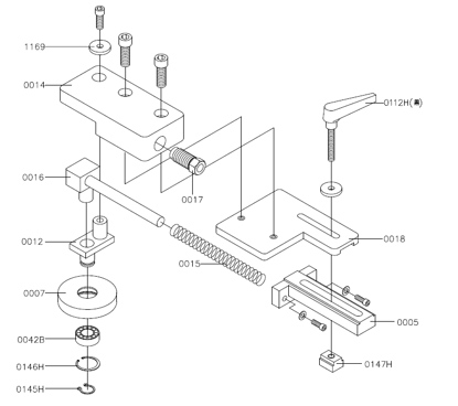 Picture of 0002LY Side roller pressure assembly 0016+0012+0007+0042B+0146H+0145H+1169+0014+0015+0112+0018+0005+0147H+0017