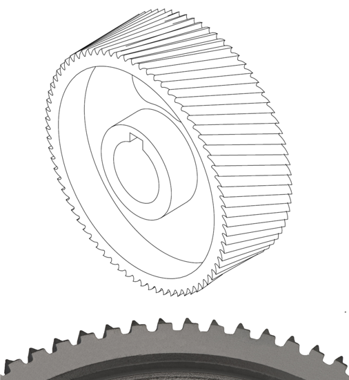 Picture of D140mm*W50mm*d35mm (10mm keyway) Steel roller, sharp teeth