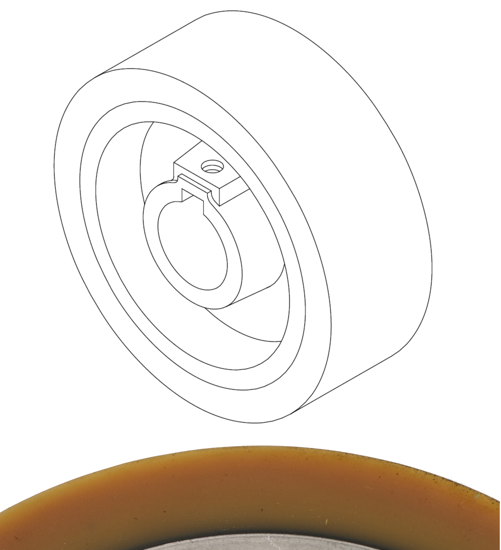 Picture of 0433 D140mm*W50mm*d35mm (w/10mm keyway) Polyurethane Leadermac infeed roller soft standard