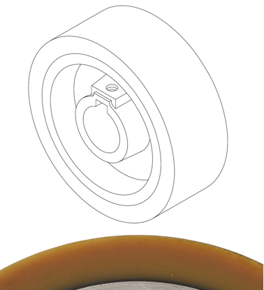 Picture of (LF000096) 0433 D140mm*W50mm*d35mm (w/10mm keyway) Polyurethane Leadermac infeed roller soft standard