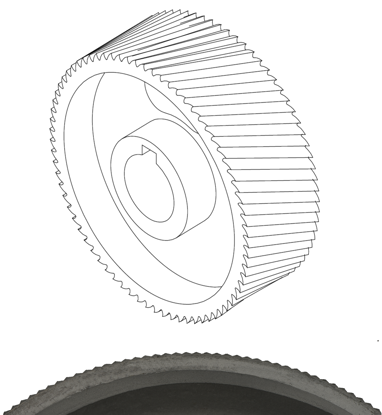 Picture of D140mm*W50mm*d35mm (10mm keyway) Steel roller for secondary processing (micro teeth)