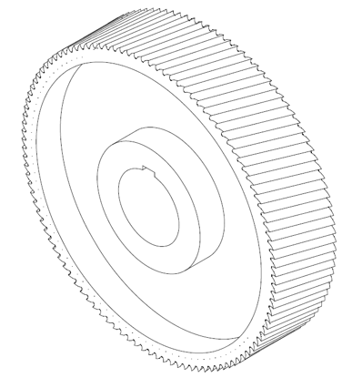 Picture of LF001638S (old 2969) D205mm*W50mm*d50mm (10 mm keyway) Steel roller, standard teeth