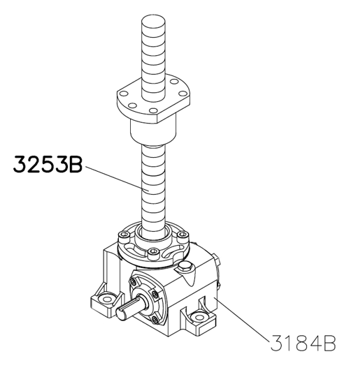 Picture of 3184B+3253B Gear box type: 40-30VTSW-SYC-TB(double),  Ballscrews R32-5T4-FSI-480-564-0.05 SPEEDMAC