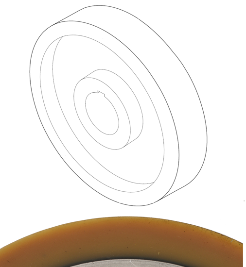 Picture of D140mm*W50mm*d35mm (w/10mm keyway) Rubber roller